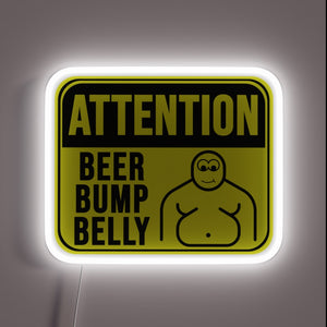 Neon Sign featuring a humorous depiction of a beer belly glow.