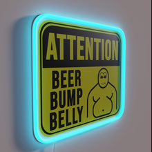 Charger l&#39;image dans la galerie, Eye-catching RGB Neon Sign Featuring Beer and Belly Humor Typography