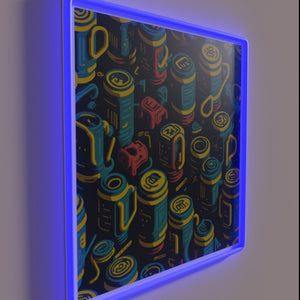 Retro beer can pattern neon sign for a fun bar.