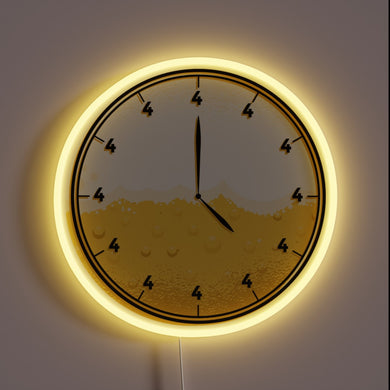 RGB Neon Sign: Brewing Time with Colorful Clock Accents Inside