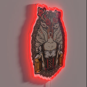 Humoristic Wall Sign with Rainbow Colored Deer and Beer Logo