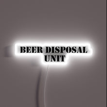 Charger l&#39;image dans la galerie, Vibrant RGB neon sign illuminates beer disposal unit&#39;s functionality.