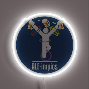 Vibrant RGB neon sign featuring Beer Festival Aleimpics branding logo.
