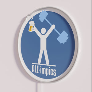 Vibrant RGB Neon Sign Illuminates the Aleimpics Beer Festival Atmosphere Perfectly