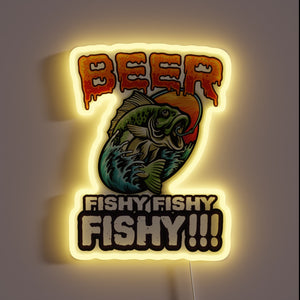 Neon illuminated beer bar decoration with fishy bass design