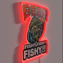 Charger l&#39;image dans la galerie, Neon bar decor with colorful beer and fish design.