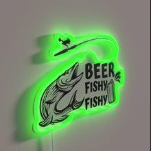 Charger l&#39;image dans la galerie, Clever Beer-Themed Neon Sign with Catchy &#39;Fishy&#39; Typography and Color.