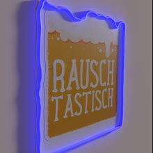 Charger l&#39;image dans la galerie, Neon Beer Garden Sign with RGB Lighting and Wooden Barrel Accent