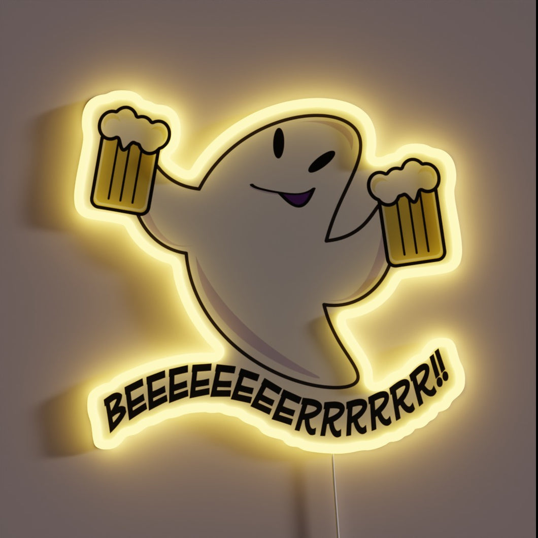 RGB LED neon bar sign with beer ghost design.
