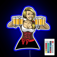 Charger l&#39;image dans la galerie, Beer Girl Oktoberfest Drinking Sticker RGB neon sign remote