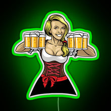 Charger l&#39;image dans la galerie, Beer Girl Oktoberfest Drinking Sticker RGB neon sign green