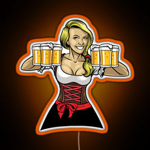 Charger l&#39;image dans la galerie, Beer Girl Oktoberfest Drinking Sticker RGB neon sign orange