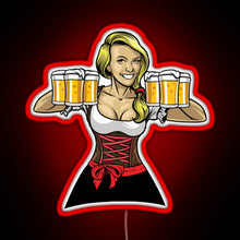Charger l&#39;image dans la galerie, Beer Girl Oktoberfest Drinking Sticker RGB neon sign red