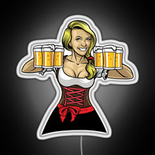 Charger l&#39;image dans la galerie, Beer Girl Oktoberfest Drinking Sticker RGB neon sign white 