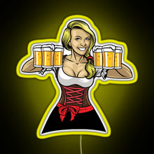 Charger l&#39;image dans la galerie, Beer Girl Oktoberfest Drinking Sticker RGB neon sign yellow