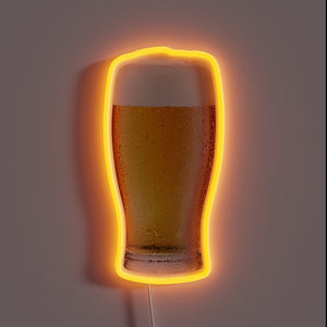 Neon beer glass illuminated in vibrant RGB glow effect.