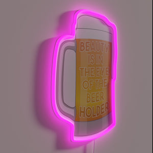 Neon bar decor with RGB color changing beer holder sign