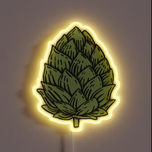 Charger l&#39;image dans la galerie, Hop cone neon sign with yellow LED glow