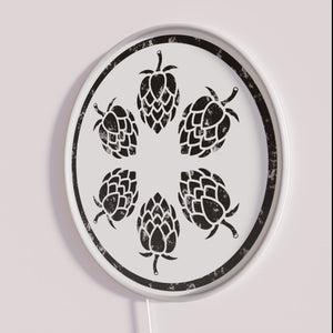 Retro style beer hops decoration with vibrant RGB neon lighting