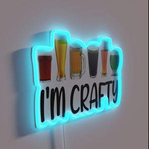 Craft Brewery Sign with Colorful RGB Neon Lighting Accents Always.