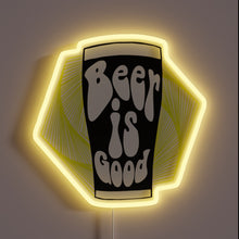 Charger l&#39;image dans la galerie, Vibrant Neon Sign Reading &#39;Beer Is Good&#39; in Bright Colors