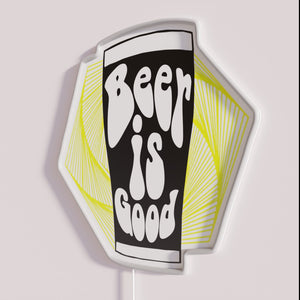 RGB neon beer bar pub decor with glowing colorful design