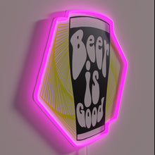 Charger l&#39;image dans la galerie, Eye-catching neon sign reading &#39;Beer is Good&#39; with colorful accents.