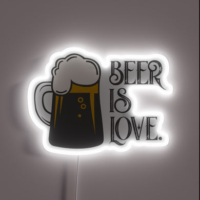 Vibrant Beer is Love Sign with Color-Changing RGB Neon Lights
