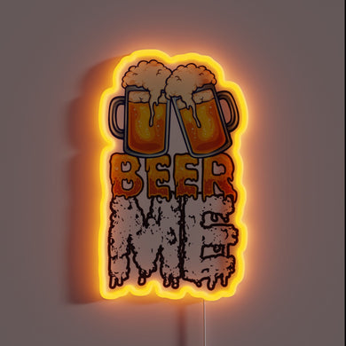 Beer Me Two Glasses RGB Neon Sign Bar Decor