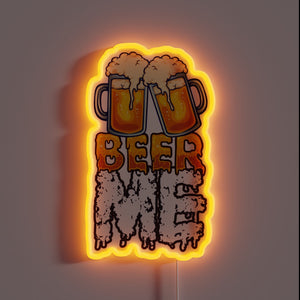 Beer Me Two Glasses RGB Neon Sign Bar Decor