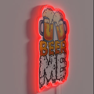 Neon beer sign displaying 'Beer Me Two' in bold letters.