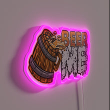 Charger l&#39;image dans la galerie, Craft beer lover&#39;s nostalgic wooden mug sign with vibrant neon glow