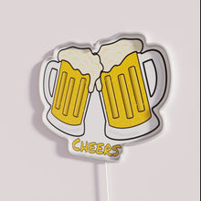 Charger l&#39;image dans la galerie, RGB LED Neon Bar Decor Sign with Cheers Beer Motif