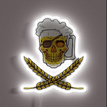 Charger l&#39;image dans la galerie, Vibrant RGB Neon Sign with Pirate Skull and Beer Logo