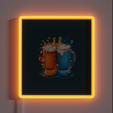Vibrant beer-themed neon sign celebrating traditional German Oktoberfest festival spirit.