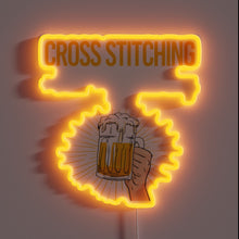 Charger l&#39;image dans la galerie, RGB Neon Sign for Beer Lovers and Crafty Cross-Stitch Enthusiasts