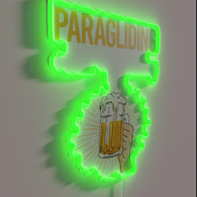 Charger l&#39;image dans la galerie, Adventure awaits with vibrant RGB neon paragliding beer sign.