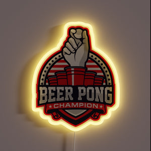 Shining glory of beer pong supremacy in radiant color neon lights