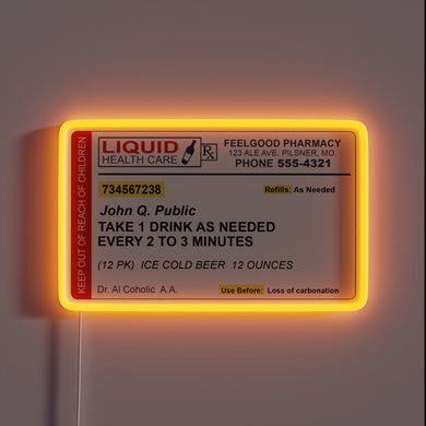 Vibrant Neon Sign: Medicinal Reminder to Refill Your Craft Beer Supply
