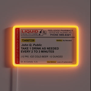 Vibrant Neon Sign: Medicinal Reminder to Refill Your Craft Beer Supply