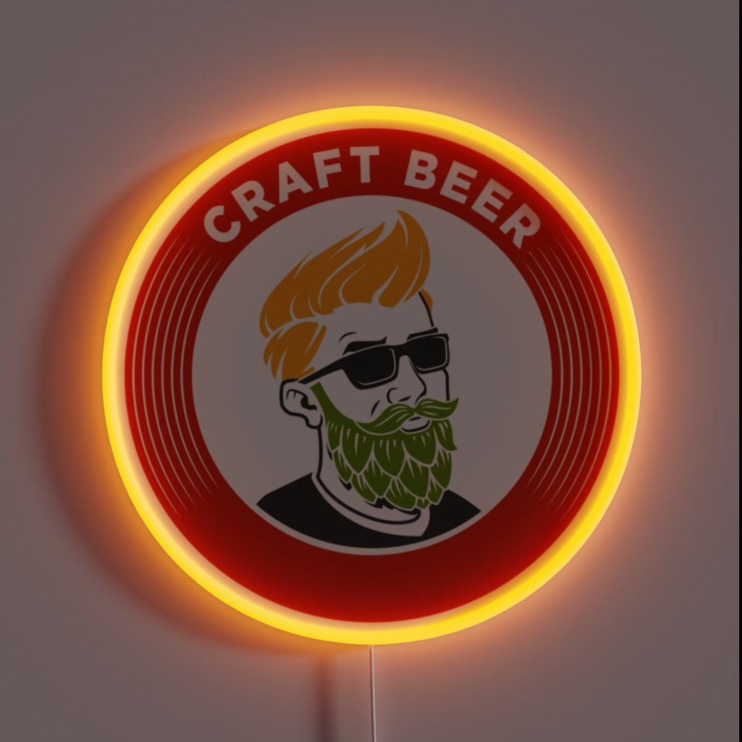 Neon sign declaring allegiance to craft beer and hipster culture.