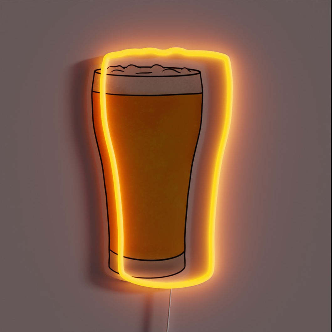 Electric RGB beer bar pub sign with glowing neon accents.