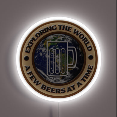 Vibrant LED beer logo sign with customizable color changing capabilities.