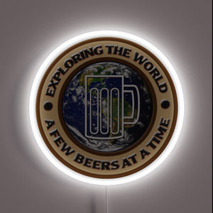 Vibrant LED beer logo sign with customizable color changing capabilities.