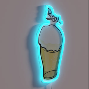 Vibrant Beer Neon Sign with Color-Changing RGB LED Lighting Effect