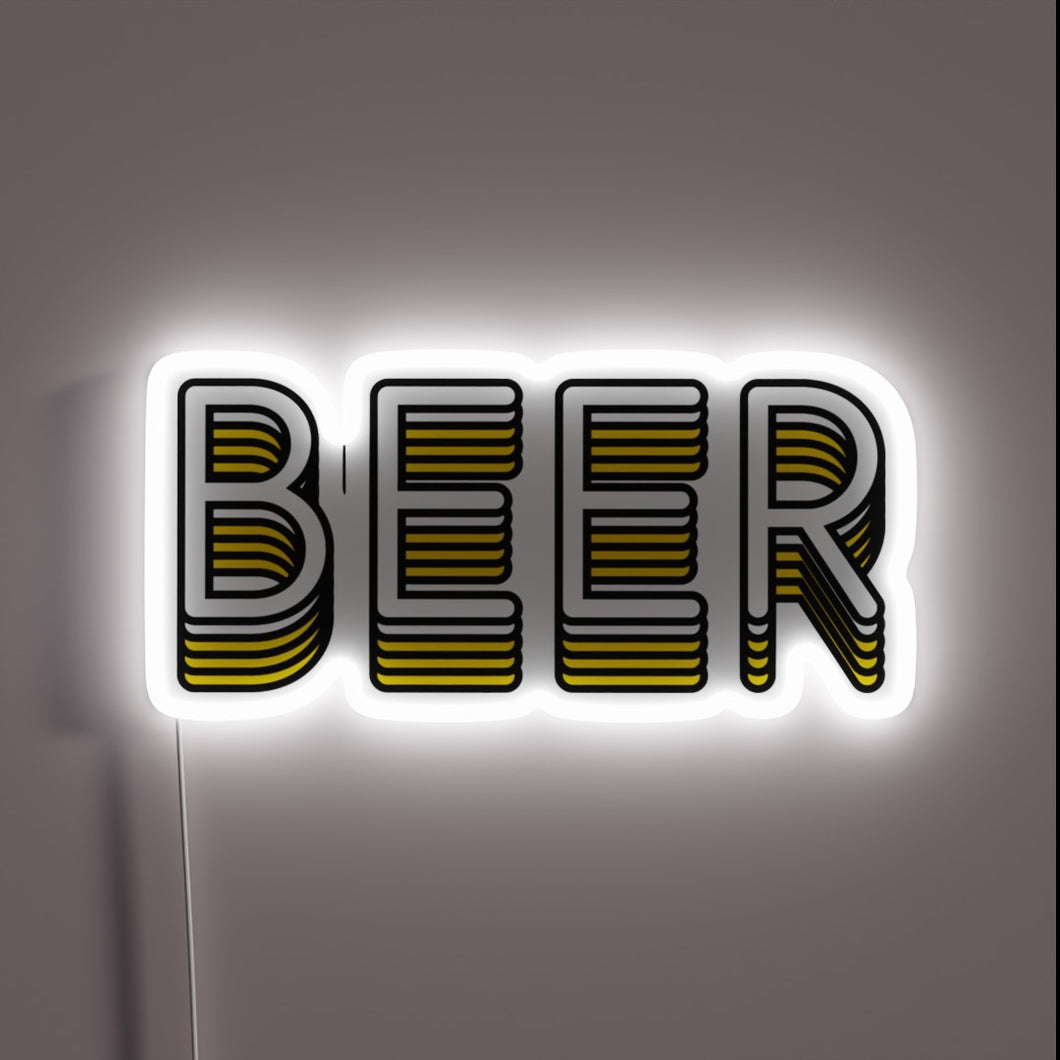 Brew lover's paradise lit up with vibrant beer-themed neon lights
