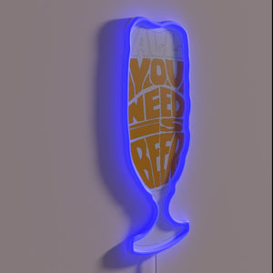 Vibrant Beer Themed Wall Decor with Colorful RGB Neon Accents