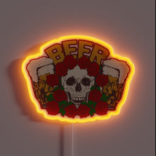 Charger l&#39;image dans la galerie, Bright, colorful neon sign featuring a beer-skull design in RGB.