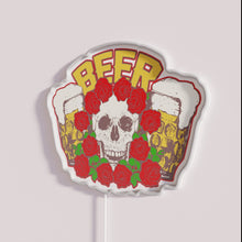 Charger l&#39;image dans la galerie, Neon Beer Skull Sign for Home Bar Decorations and Parties