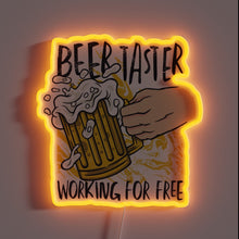 Charger l&#39;image dans la galerie, RGB Beer Neon Sign Featuring Happy Bartender Drinking Beer Colorfully